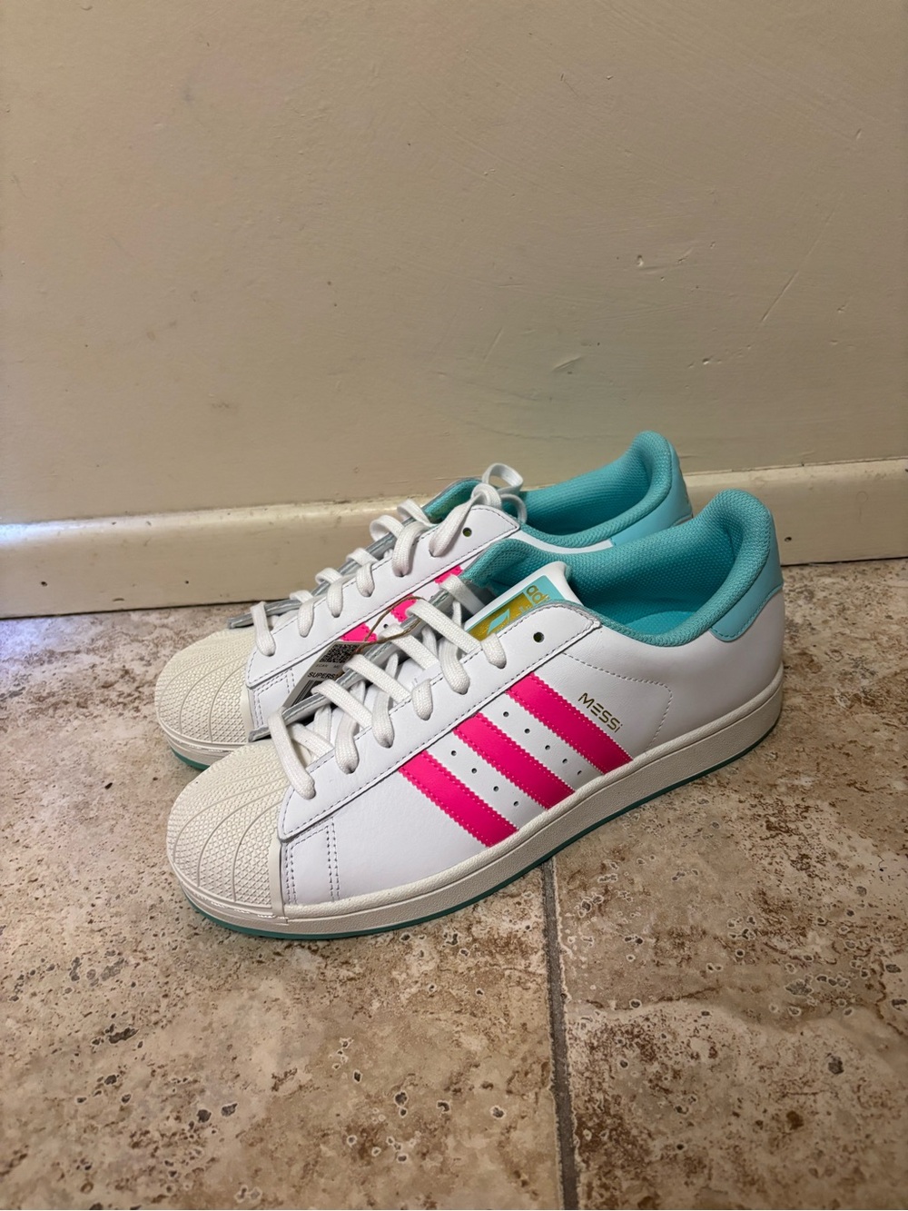 adidas Superstar Messi Pink White Sneakers Casual Shoes JR1979 Men’s Size 10.5
